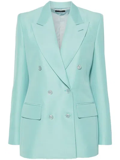 Tom Ford Double-breasted Blazer In Blue