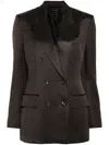 Tom Ford Silk And Wool Twill Double Breasted Jacket In Brown