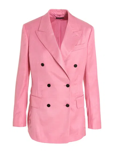 Tom Ford Double-breasted Tailored Blazer In Pink