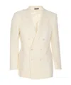 Tom Ford Dyllan Double-breasted Metallic Striped Wool And Silk-blend Suit Jacket In White