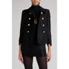 Tom Ford Double Breasted Bouclé Jacket In Combo Black/blue