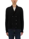 Tom Ford Shawl Collar Double-breasted Front Pockets Ribbed Texture In Black