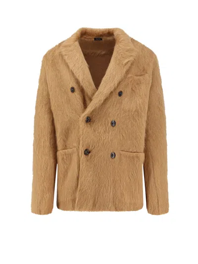 TOM FORD DOUBLE-BREASTED CASHMERE, MOHAIR AND SILK JACKET