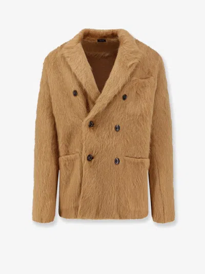 TOM FORD DOUBLE-BREASTED CASHMERE, MOHAIR AND SILK JACKET