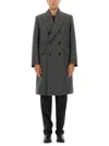 Tom Ford Mens Dark Grey Black Herringbone Double-breasted Wool Coat In Gray