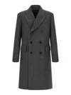 Tom Ford Mens Dark Grey Black Herringbone Double-breasted Wool Coat In Gray