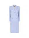 Tom Ford Double Face Light Wool Blend Double Breasted Coat In Blue