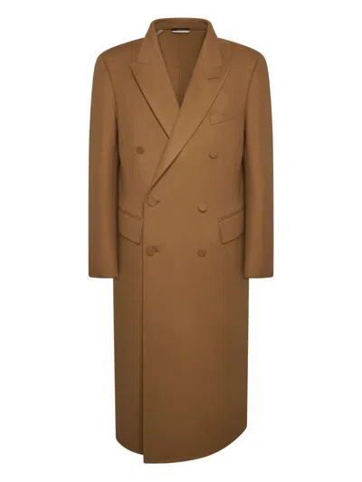 Tom Ford Double Breasted Long Sleeved Coat In Brown