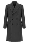 Tom Ford Mens Dark Grey Black Herringbone Double-breasted Wool Coat In Gray