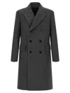 Tom Ford Mens Dark Grey Black Herringbone Double-breasted Wool Coat In Gray