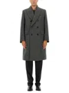Tom Ford Mens Dark Grey Black Herringbone Double-breasted Wool Coat In Gray