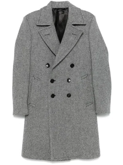 Tom Ford Black & White Graphic Twill Coat In Grey