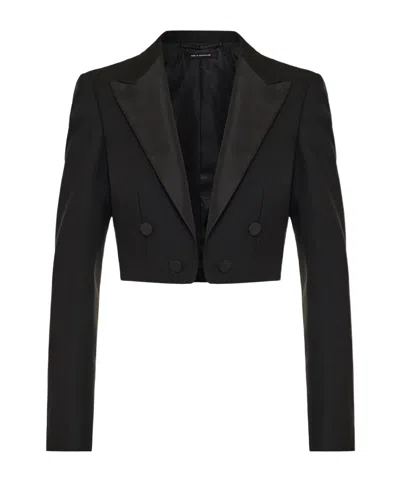 Tom Ford Double-breasted Cropped Blazer In Black
