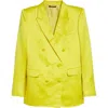 Tom Ford Double Breasted Hammered Satin Jacket In Yellow