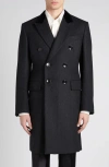 Tom Ford Double Breasted Herringbone Wool & Cashmere Coat In Ig690 Charcoal