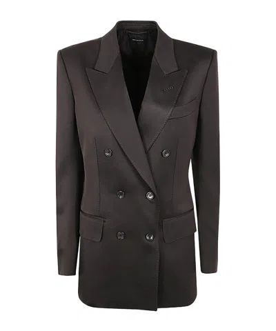 Tom Ford Double-breasted Jacket In Black