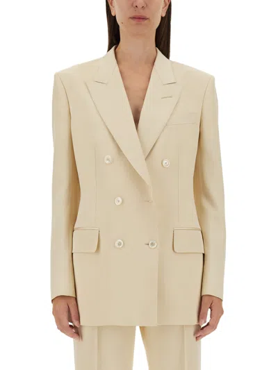 Tom Ford Double-breasted Jacket In Beige