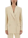 Tom Ford Structured Double-breasted Jacket With Mother Of Pearl Buttons In Neutrals