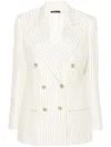 Tom Ford Striped Double-breasted Wool-blend Blazer In Multicolor