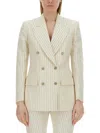 Tom Ford Double-breasted Jacket With Striped Pattern In Powder