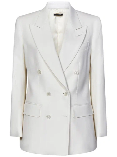 Tom Ford Double-breasted Jacket In White