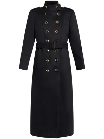 Tom Ford Double-breasted Long Coat In Black