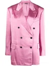 Tom Ford Double-breasted Long-sleeve Blazer In Pink