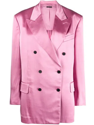 Tom Ford Double-breasted Tailored Blazer In Pink