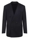Tom Ford Tailored Double-breasted Pinstripe Jacket In Black