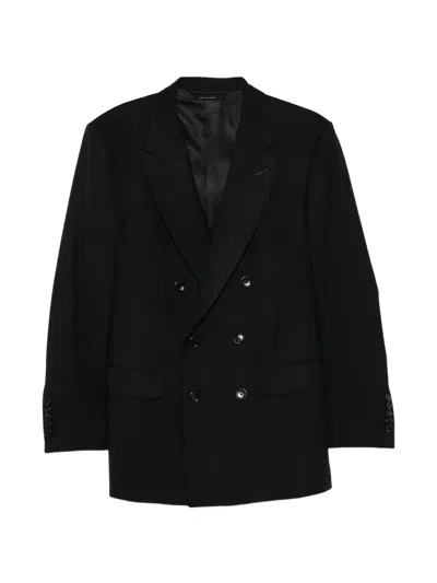 Tom Ford Double-breasted Pinstripe Blazer In Black
