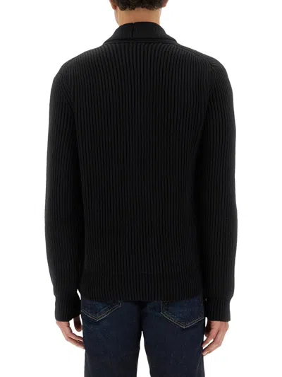 Tom Ford Double-breasted Ribbed Knit Cardigan In Black