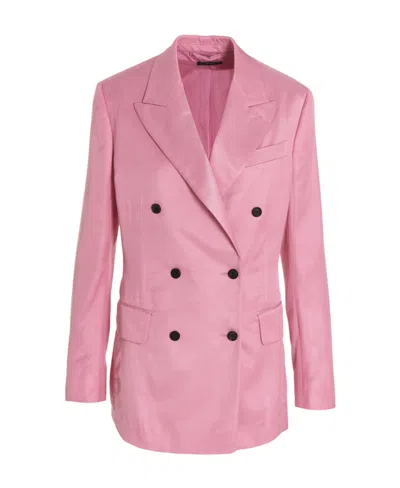 Tom Ford Double-breasted Suit Jacket In Pink