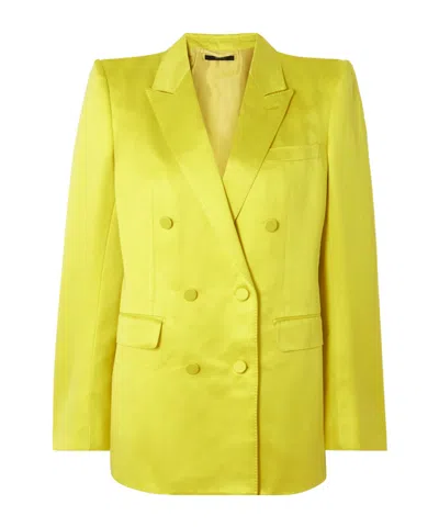 Tom Ford Double-breasted Suit Jacket In Yellow