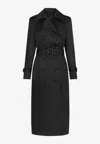 Tom Ford Double-breasted Trench Coat With Leather Undercollar In Black