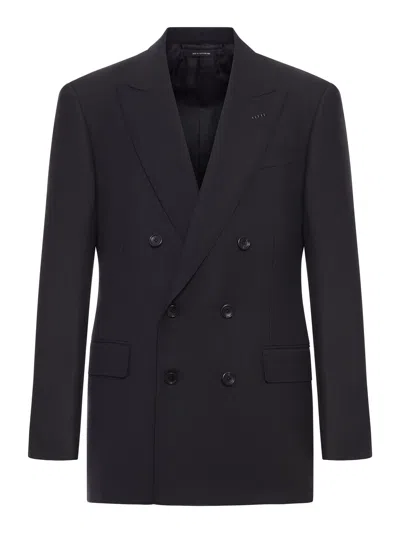 Tom Ford High Twist Double Breasted Wool Jacket Clothing In Animal Print
