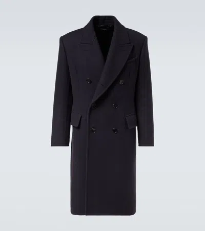 Tom Ford Double-breasted Virgin Wool Coat In Black