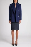 Tom Ford Double Breasted Wool & Cashmere Blazer In Blue