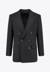 Tom Ford Satin Blazer Double Breasted Peak Lapels In Black