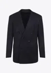 Tom Ford High Twist Double Breasted Wool Jacket Clothing In Blue