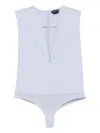 Tom Ford Double Face V-neck Bodysuit In Blue