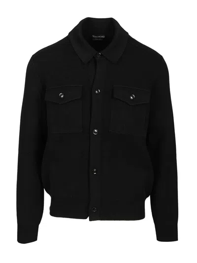 Tom Ford Double Face Wool Cachemire Knit Cardigan Knitwear Black