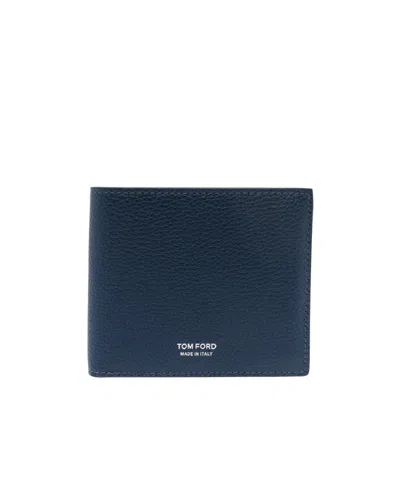 Tom Ford Double-fold Wallet In Blue