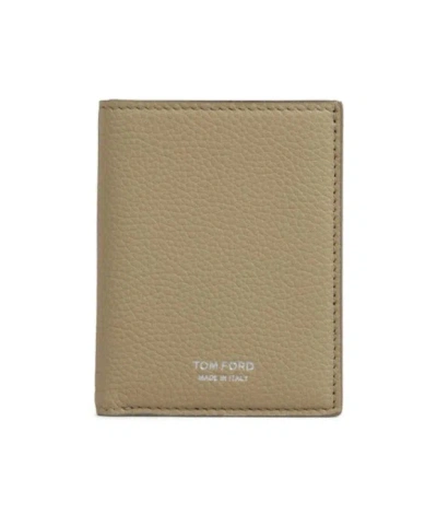 Tom Ford Double-fold Wallet In Beige