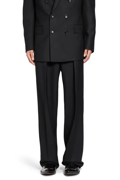 Tom Ford Double Pleat Trousers In Broken Twill In Black
