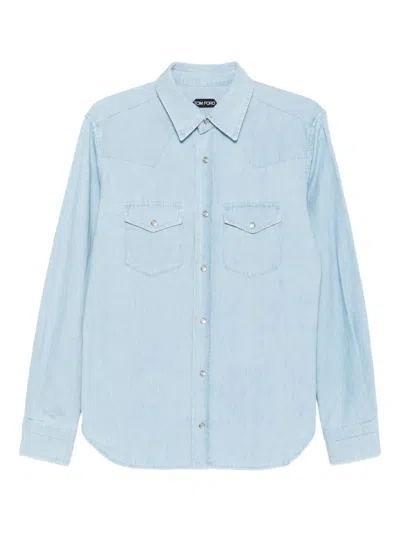 Tom Ford Double-pocket Denim Shirt In Blue