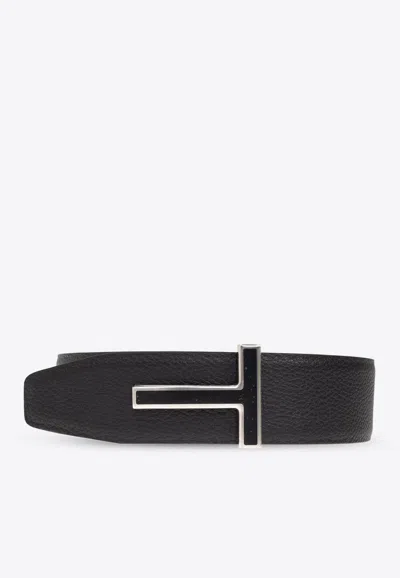 Tom Ford Double-sided Leather Belt In Black