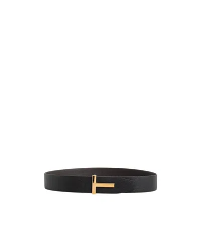 Tom Ford Double-sided T-shaped Icon Belt In Black