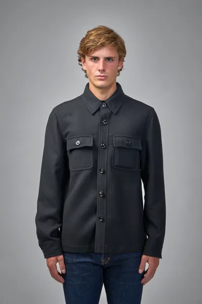 Tom Ford Double Splittable Light Wool Chest Pocket Outershirt In Blue