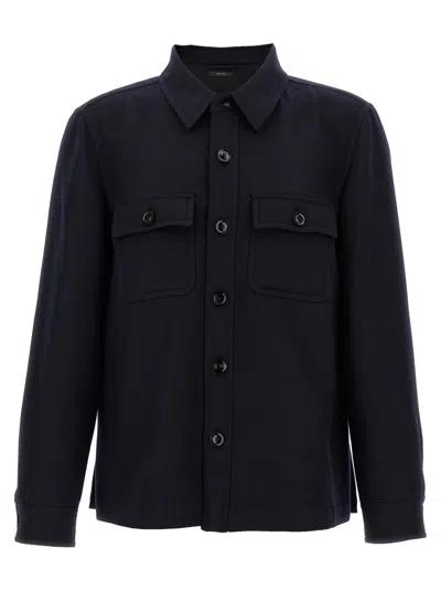 Tom Ford 'double Splittable Light Wool' Overshirt In Blue