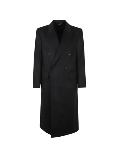 Tom Ford Double Splittable Wool Coat In Black